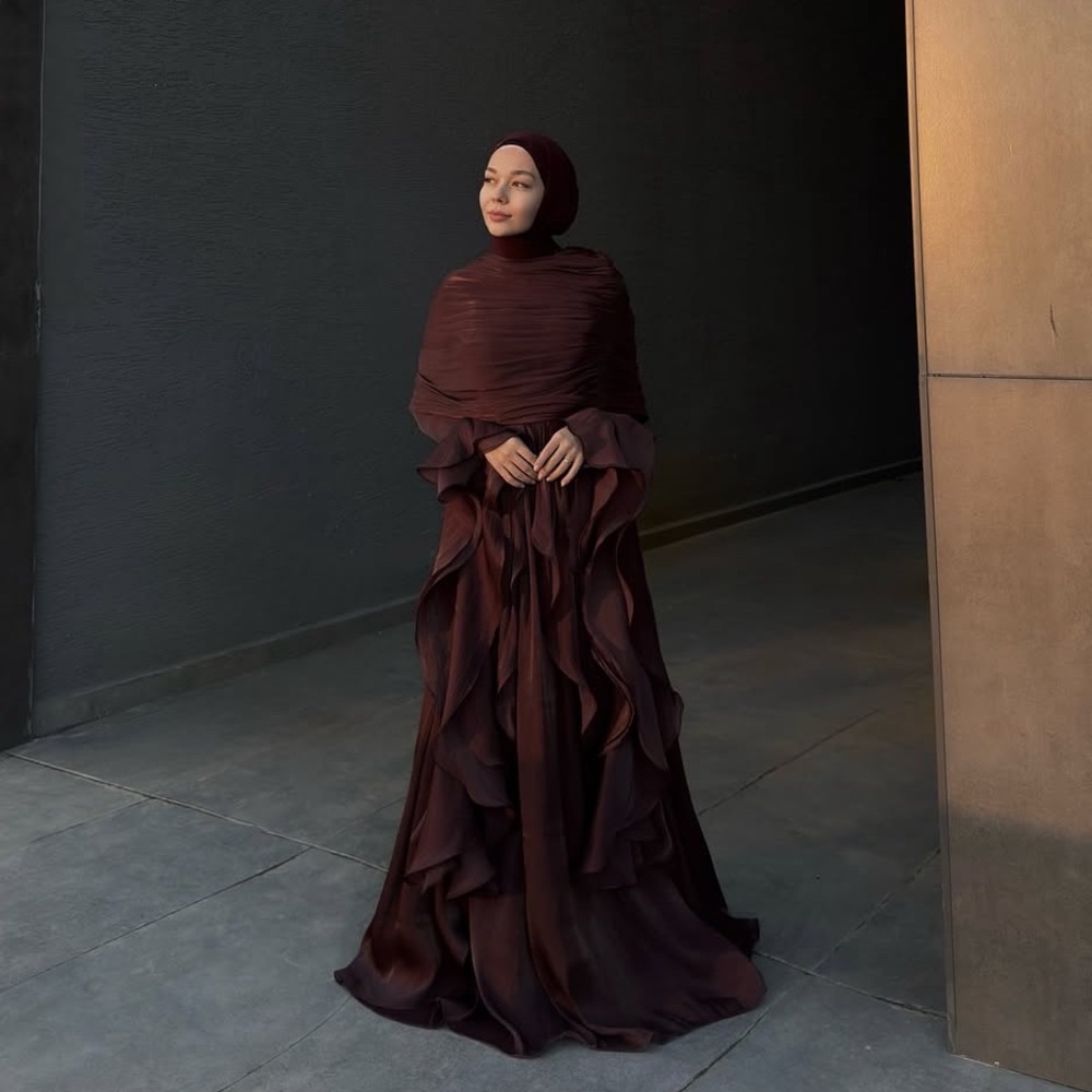 Elegant Brown Evening Gown